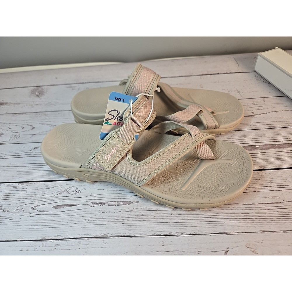 Skechers Adventure Women's Reggae Hook & Loop Strap Slide Sandal Taupe Sz 9 - Picture 3 of 7